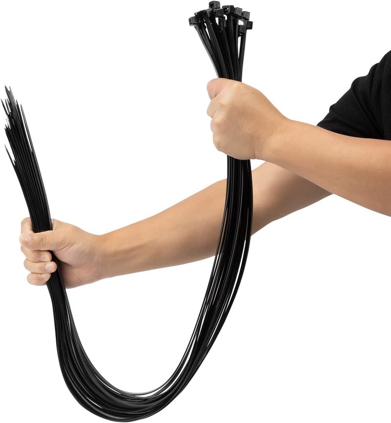 XINGO 48 inch Black Zip Ties Heavy Duty 25 PCS, 200 LBS Ultra Strong Plastic Wire Ties, Large Cable Ties Extra Long Tie Wraps, Indoor and Outdoor UV Resistant - Image 1